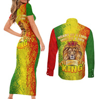 King's African Spirit Couples Matching Short Sleeve Bodycon Dress and Long Sleeve Button Shirt Heart of A Lion - Wonder Print Shop