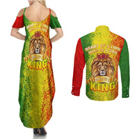 King's African Spirit Couples Matching Summer Maxi Dress and Long Sleeve Button Shirt Heart of A Lion - Wonder Print Shop