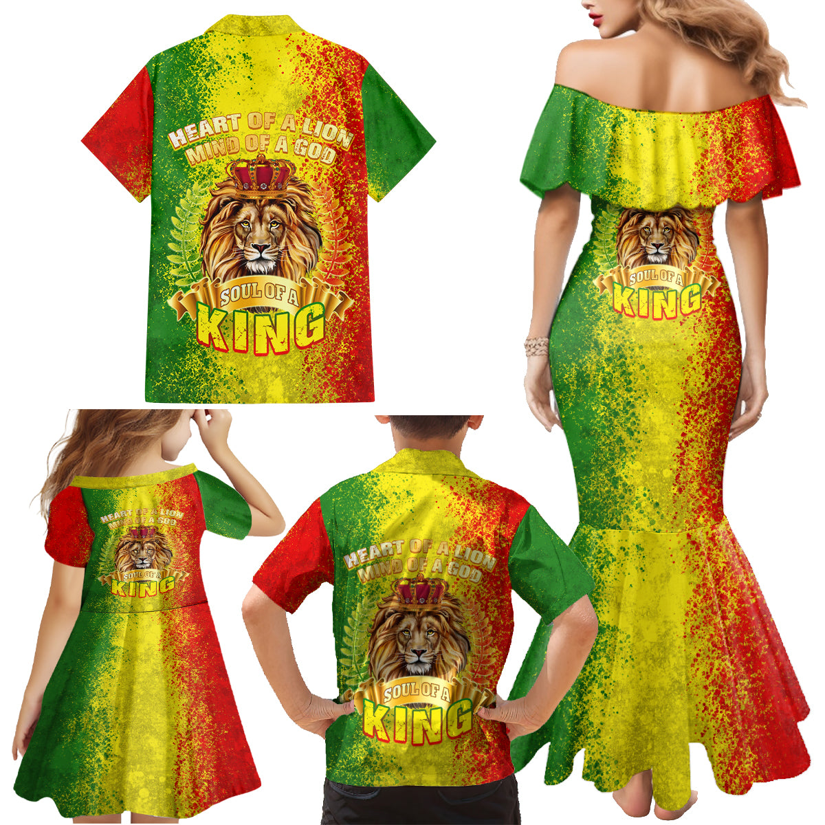 King's African Spirit Family Matching Mermaid Dress and Hawaiian Shirt Heart of A Lion - Wonder Print Shop