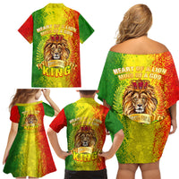 King's African Spirit Family Matching Off Shoulder Short Dress and Hawaiian Shirt Heart of A Lion - Wonder Print Shop