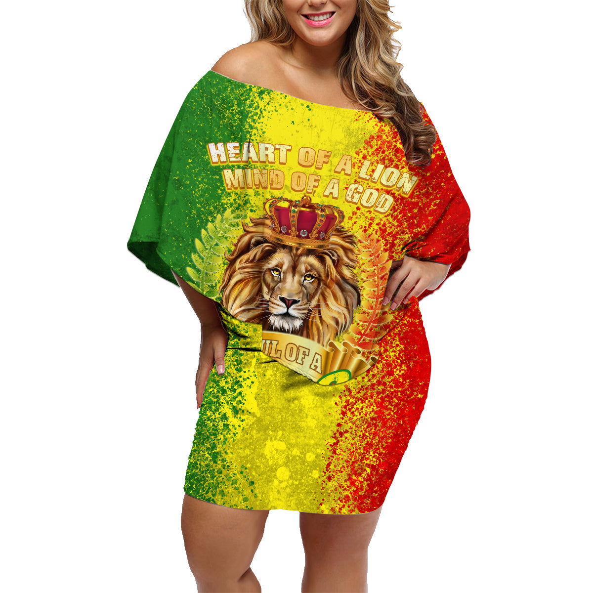 King's African Spirit Family Matching Off Shoulder Short Dress and Hawaiian Shirt Heart of A Lion - Wonder Print Shop