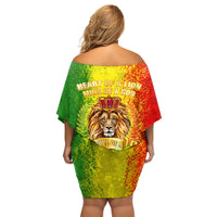 King's African Spirit Family Matching Off Shoulder Short Dress and Hawaiian Shirt Heart of A Lion - Wonder Print Shop