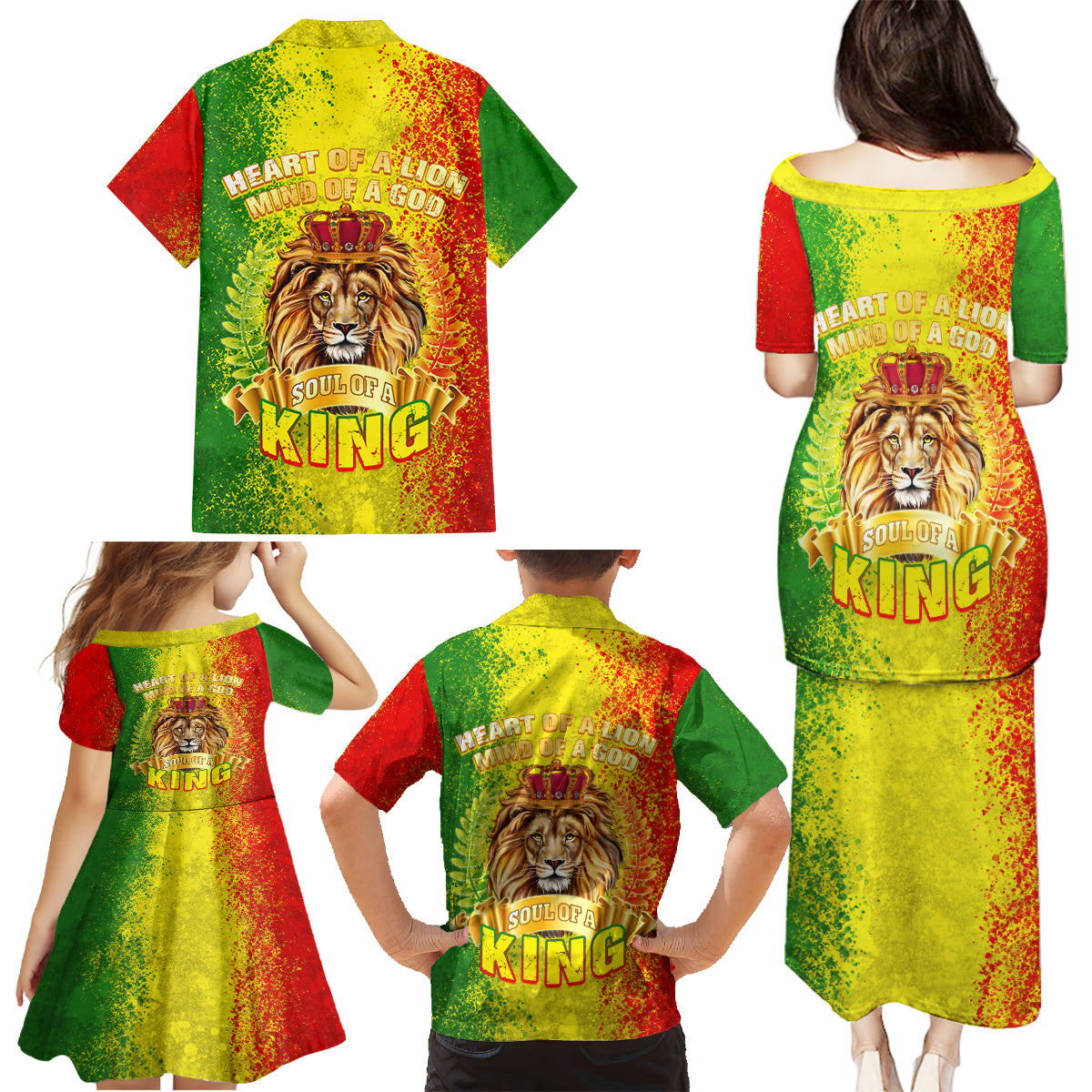 King's African Spirit Family Matching Puletasi and Hawaiian Shirt Heart of A Lion - Wonder Print Shop