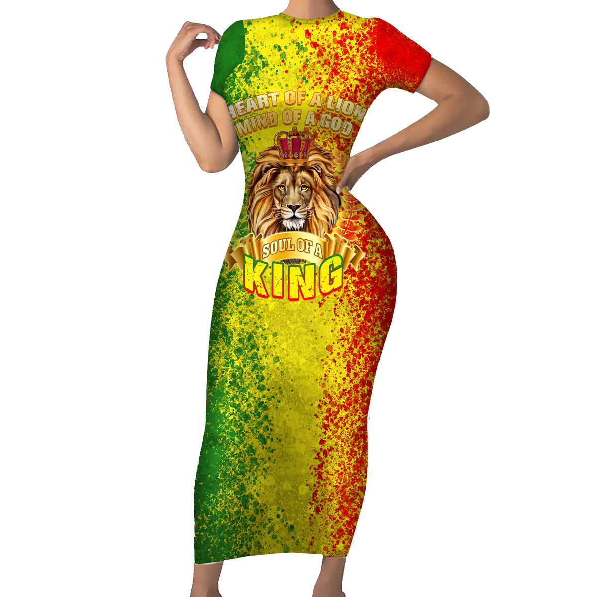 King's African Spirit Family Matching Short Sleeve Bodycon Dress and Hawaiian Shirt Heart of A Lion - Wonder Print Shop