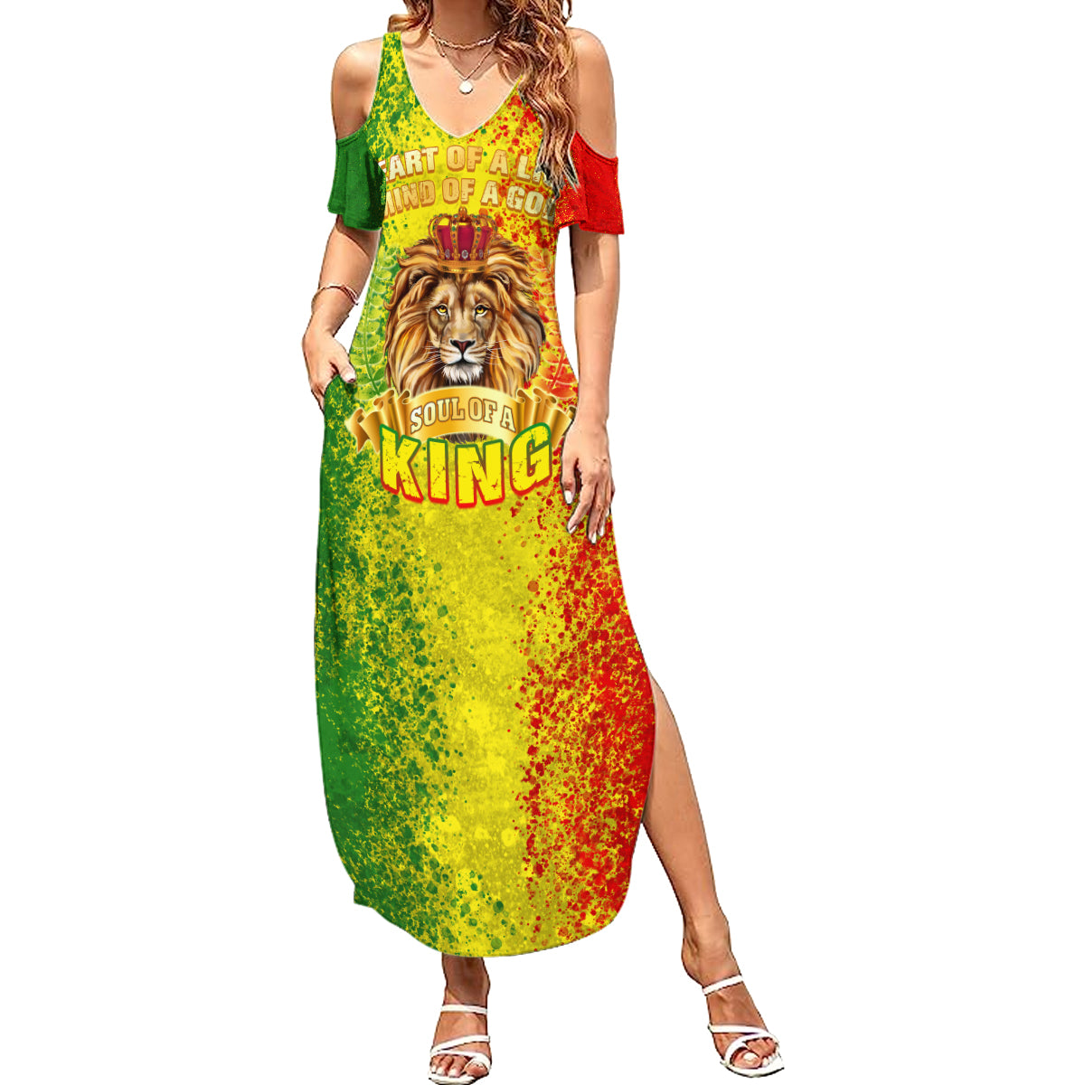 King's African Spirit Family Matching Summer Maxi Dress and Hawaiian Shirt Heart of A Lion - Wonder Print Shop