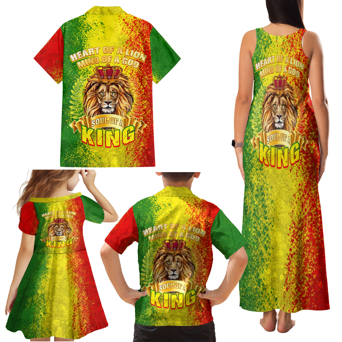 King's African Spirit Family Matching Tank Maxi Dress and Hawaiian Shirt Heart of A Lion - Wonder Print Shop