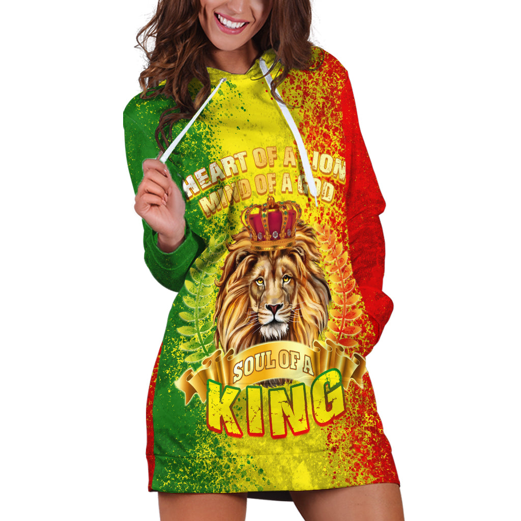 King's African Spirit Hoodie Dress Heart of A Lion - Wonder Print Shop
