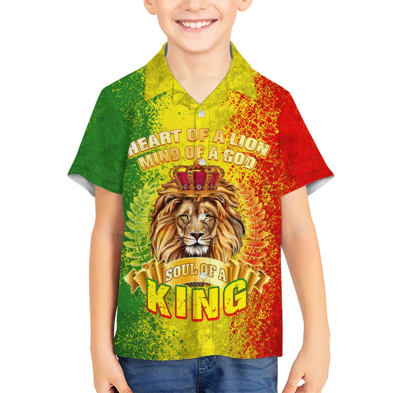 King's African Spirit Kid Hawaiian Shirt Heart of A Lion - Wonder Print Shop