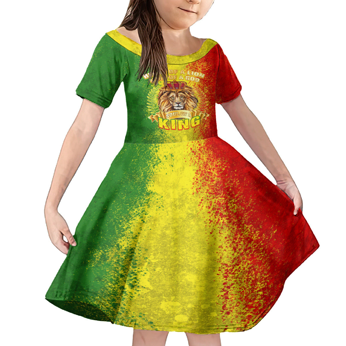 King's African Spirit Kid Short Sleeve Dress Heart of A Lion - Wonder Print Shop