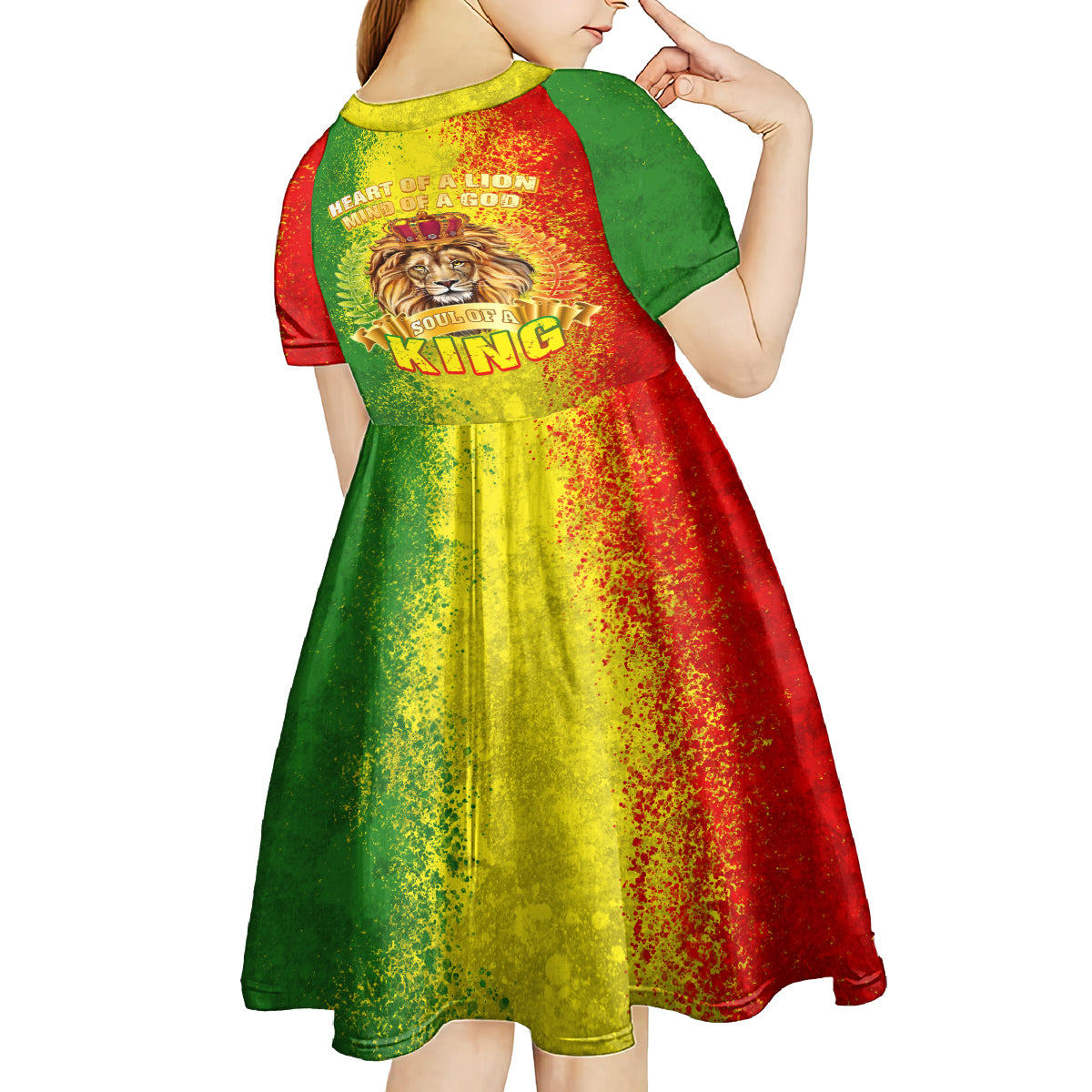 King's African Spirit Kid Short Sleeve Dress Heart of A Lion - Wonder Print Shop