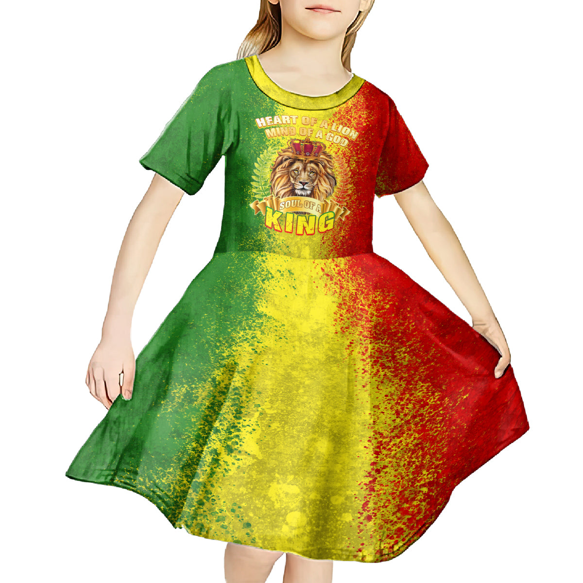 King's African Spirit Kid Short Sleeve Dress Heart of A Lion - Wonder Print Shop
