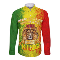 King's African Spirit Long Sleeve Button Shirt Heart of A Lion - Wonder Print Shop