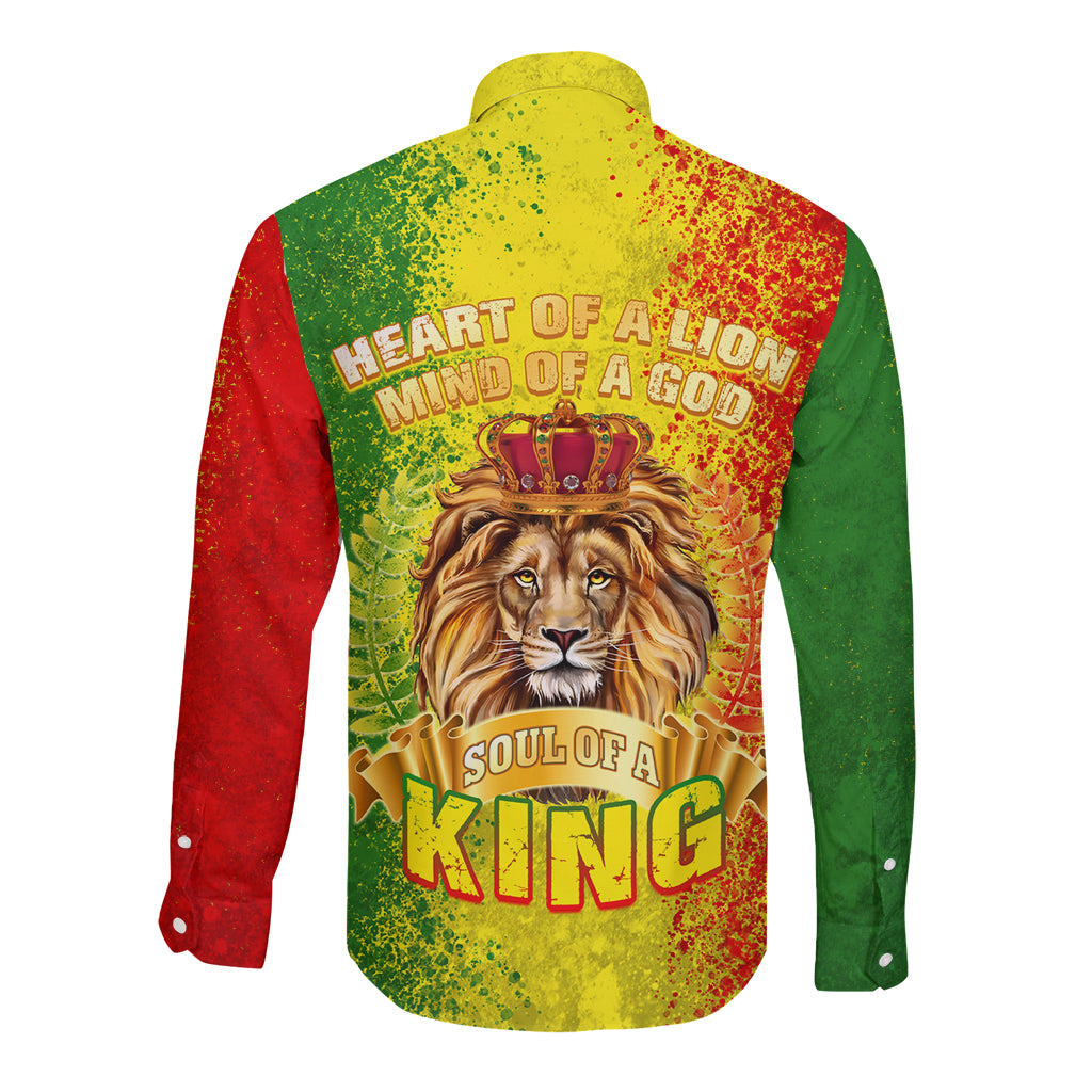 King's African Spirit Long Sleeve Button Shirt Heart of A Lion - Wonder Print Shop
