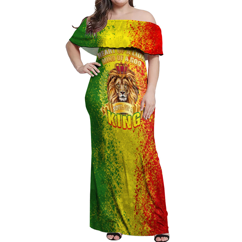 King's African Spirit Off Shoulder Maxi Dress Heart of A Lion - Wonder Print Shop