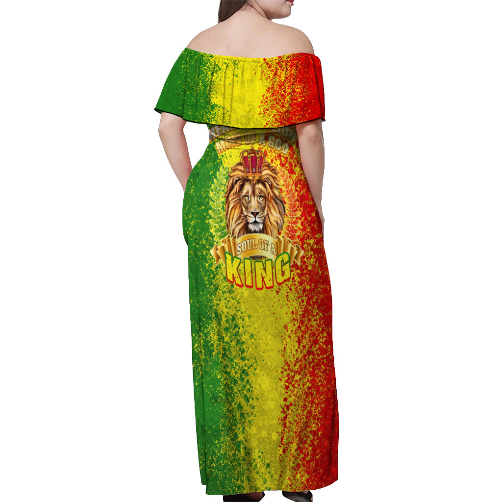 King's African Spirit Off Shoulder Maxi Dress Heart of A Lion - Wonder Print Shop