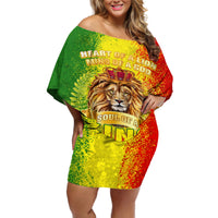 King's African Spirit Off Shoulder Short Dress Heart of A Lion - Wonder Print Shop