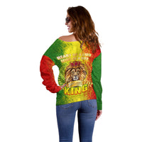 King's African Spirit Off Shoulder Sweater Heart of A Lion - Wonder Print Shop