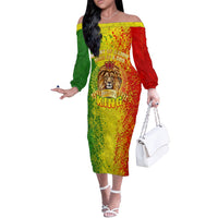 King's African Spirit Off The Shoulder Long Sleeve Dress Heart of A Lion - Wonder Print Shop