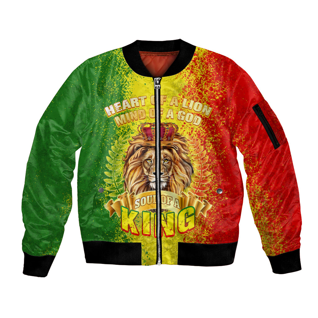 King's African Spirit Sleeve Zip Bomber Jacket Heart of A Lion - Wonder Print Shop