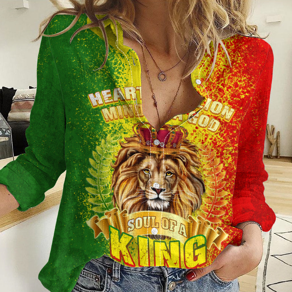King's African Spirit Women Casual Shirt Heart of A Lion - Wonder Print Shop