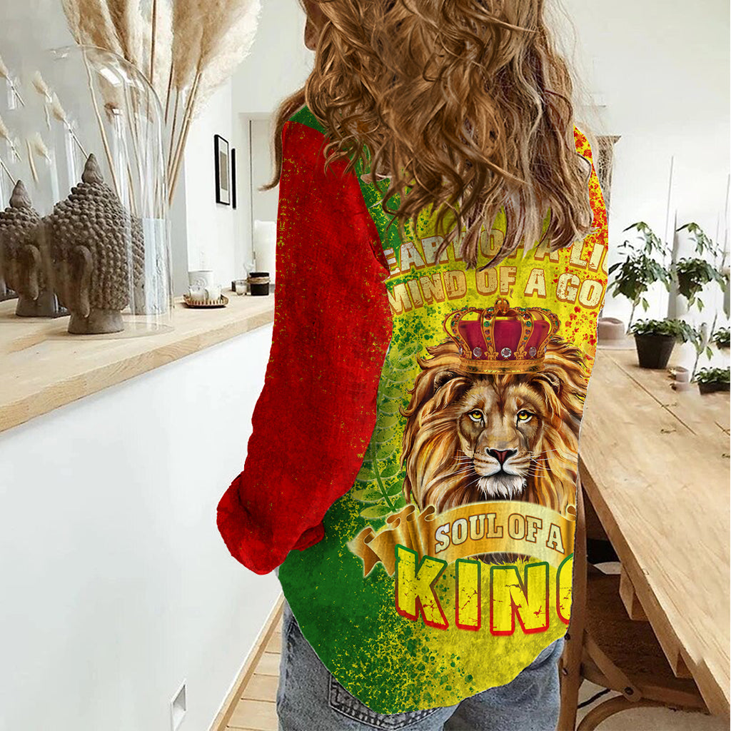 King's African Spirit Women Casual Shirt Heart of A Lion - Wonder Print Shop
