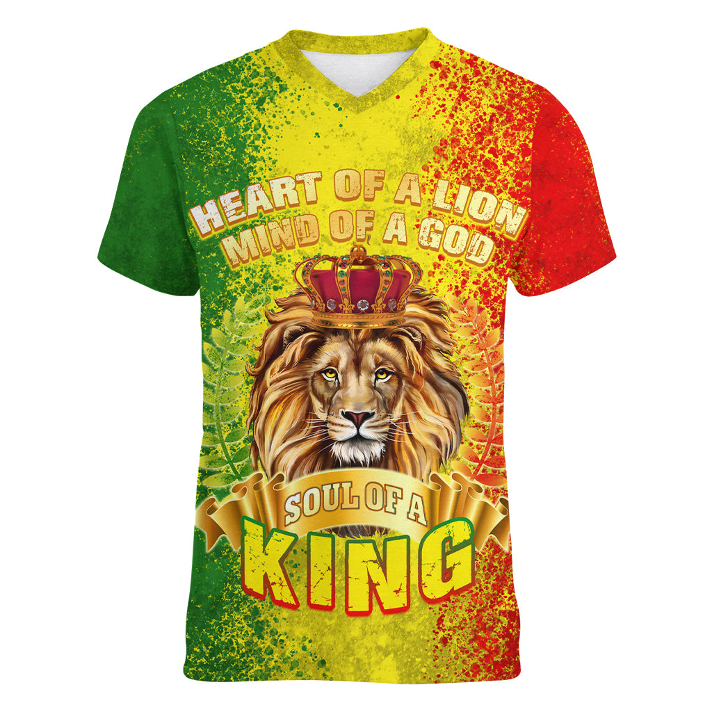 King's African Spirit Women V Neck T Shirt Heart of A Lion - Wonder Print Shop