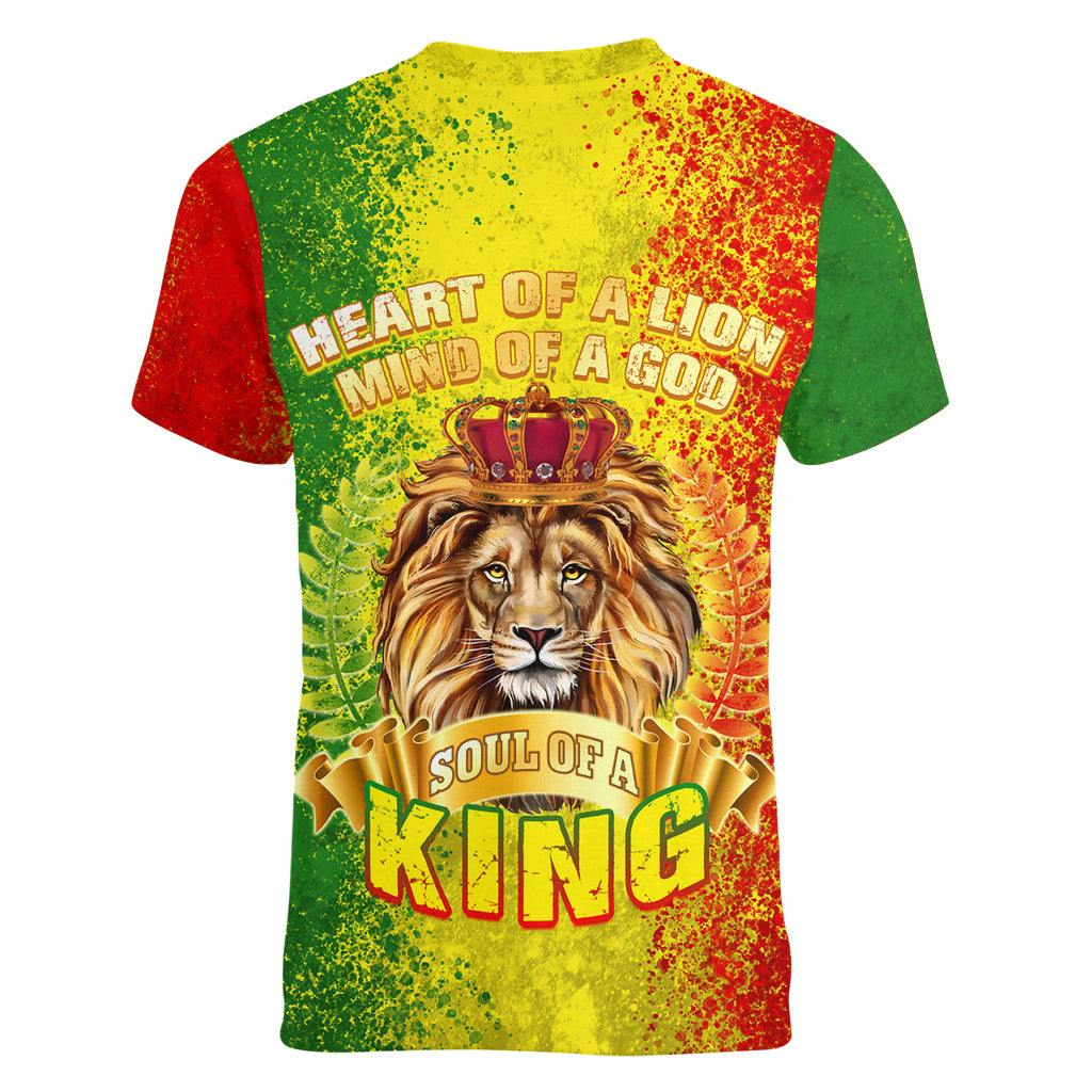 King's African Spirit Women V Neck T Shirt Heart of A Lion - Wonder Print Shop