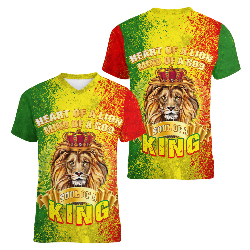 King's African Spirit Women V Neck T Shirt Heart of A Lion - Wonder Print Shop