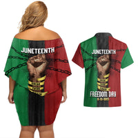Juneteenth Freedom Day Couples Matching Off Shoulder Short Dress and Hawaiian Shirt Black Pride Month - Wonder Print Shop