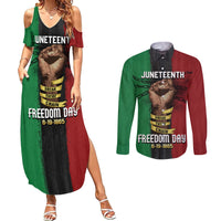Juneteenth Freedom Day Couples Matching Summer Maxi Dress and Long Sleeve Button Shirt Black Pride Month - Wonder Print Shop