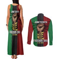 Juneteenth Freedom Day Couples Matching Tank Maxi Dress and Long Sleeve Button Shirt Black Pride Month - Wonder Print Shop