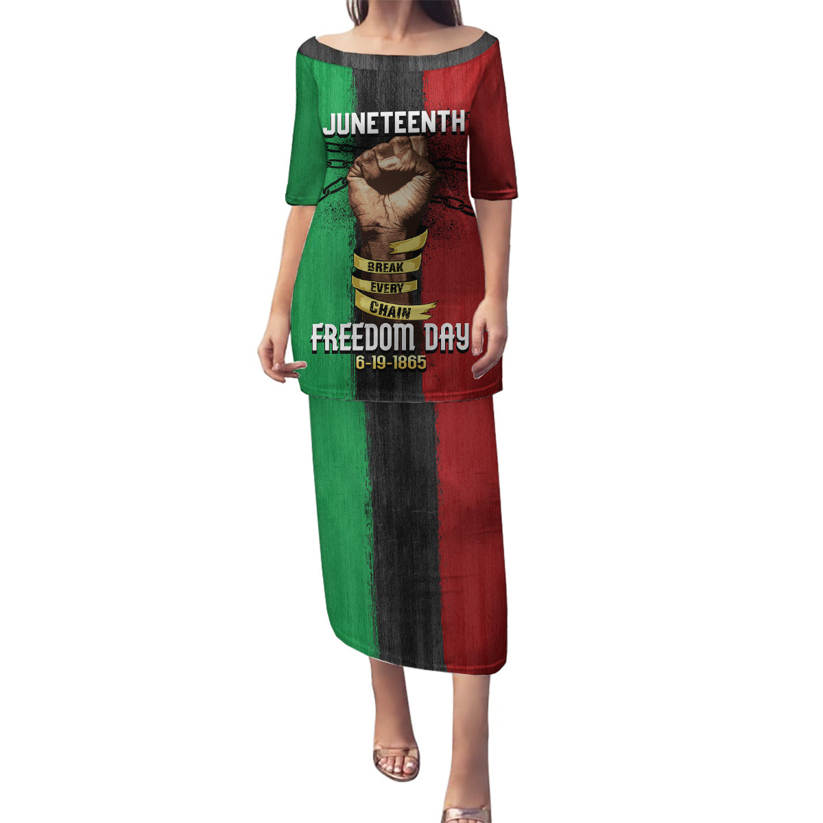 Juneteenth Freedom Day Family Matching Puletasi and Hawaiian Shirt Black Pride Month - Wonder Print Shop