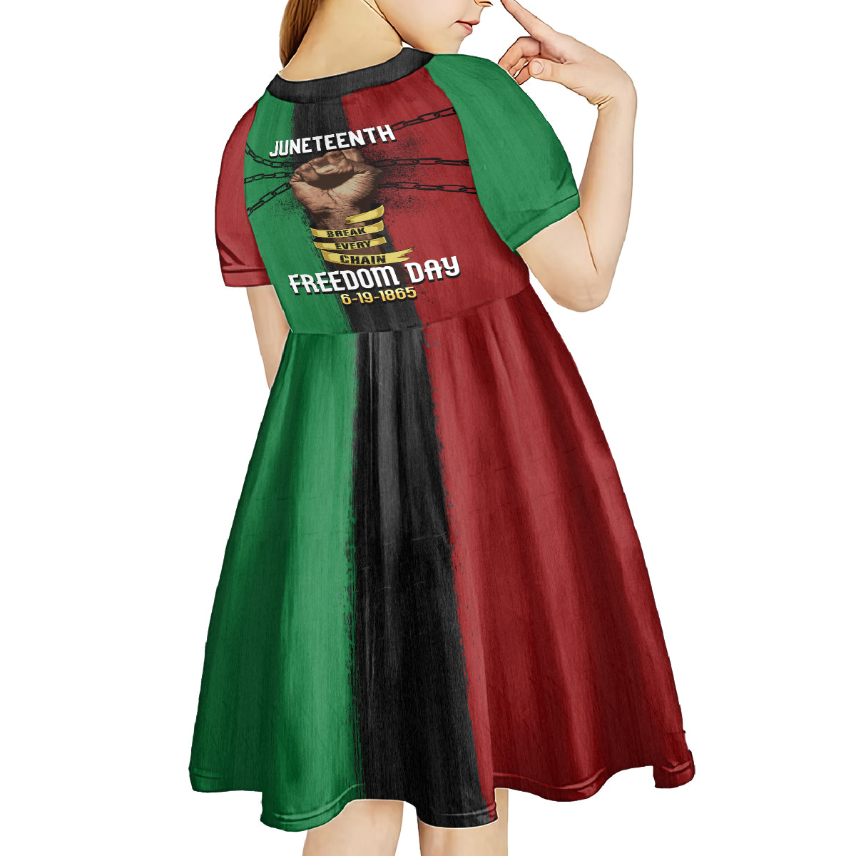 Juneteenth Freedom Day Kid Short Sleeve Dress Black Pride Month - Wonder Print Shop