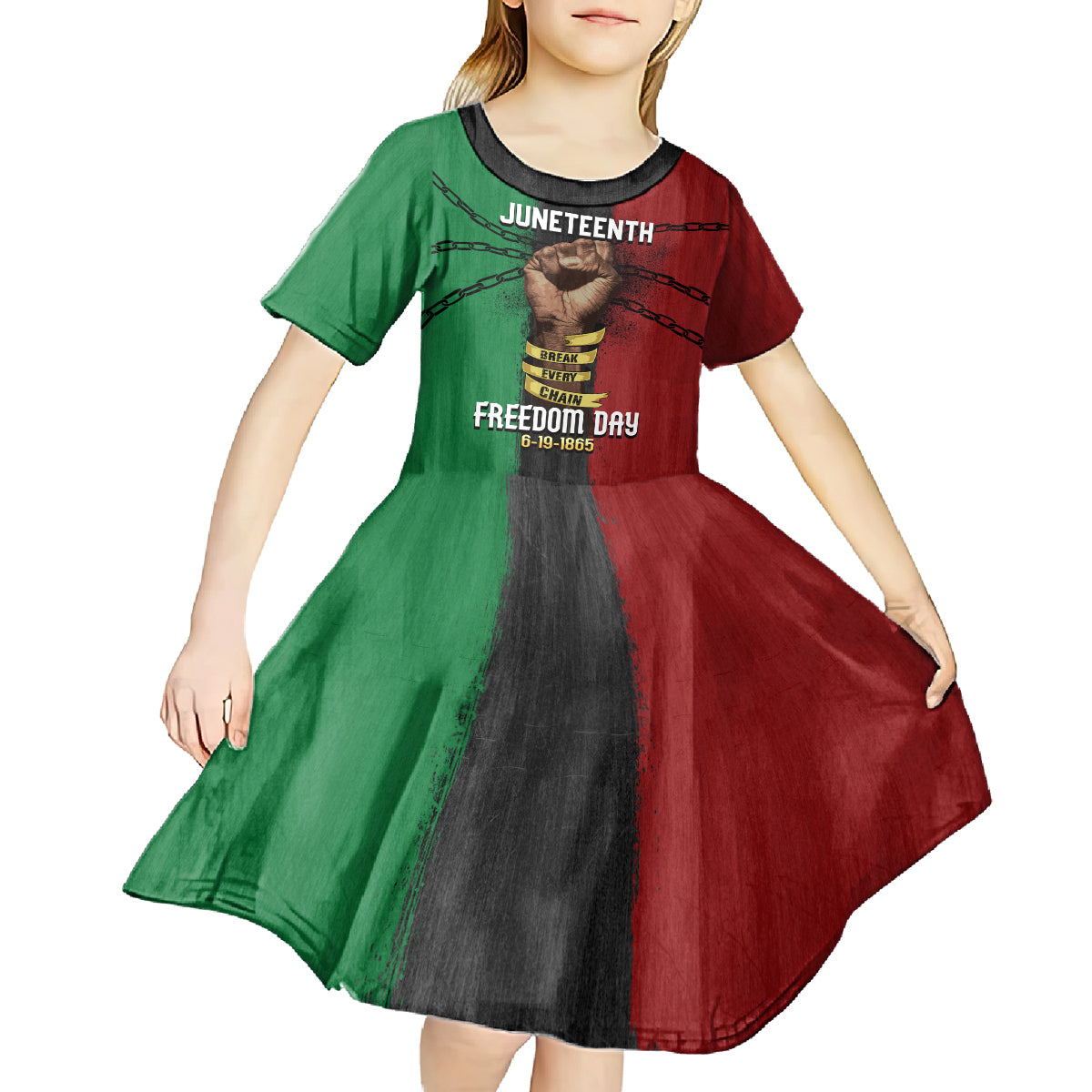 Juneteenth Freedom Day Kid Short Sleeve Dress Black Pride Month - Wonder Print Shop