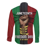 Juneteenth Freedom Day Long Sleeve Button Shirt Black Pride Month - Wonder Print Shop