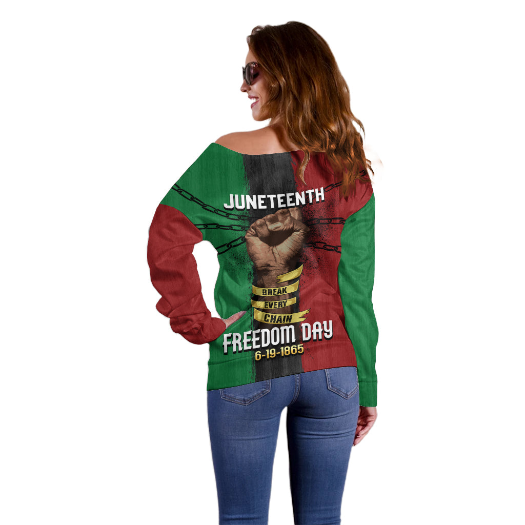 Juneteenth Freedom Day Off Shoulder Sweater Black Pride Month - Wonder Print Shop