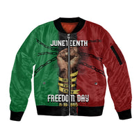Juneteenth Freedom Day Sleeve Zip Bomber Jacket Black Pride Month - Wonder Print Shop