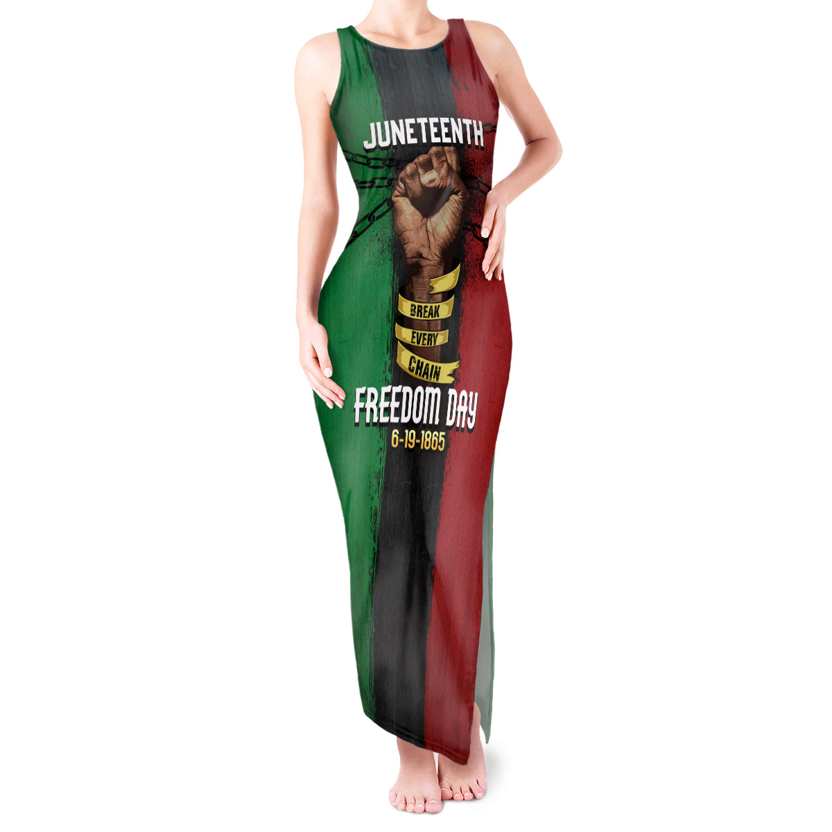 Juneteenth Freedom Day Tank Maxi Dress Black Pride Month - Wonder Print Shop