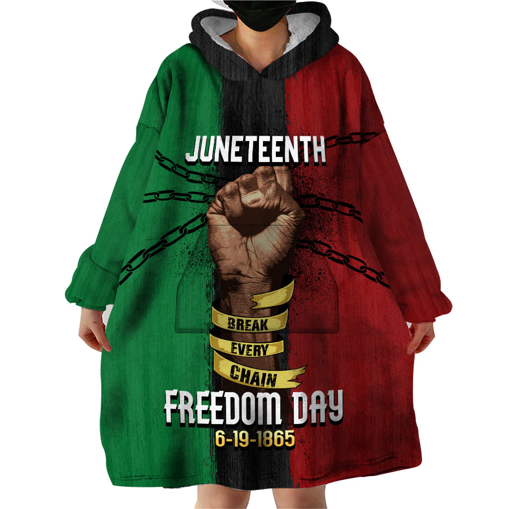 Juneteenth Freedom Day Wearable Blanket Hoodie Black Pride Month - Wonder Print Shop