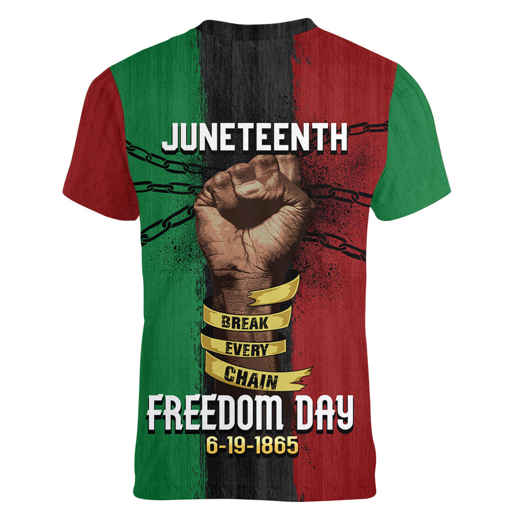 Juneteenth Freedom Day Women V Neck T Shirt Black Pride Month - Wonder Print Shop