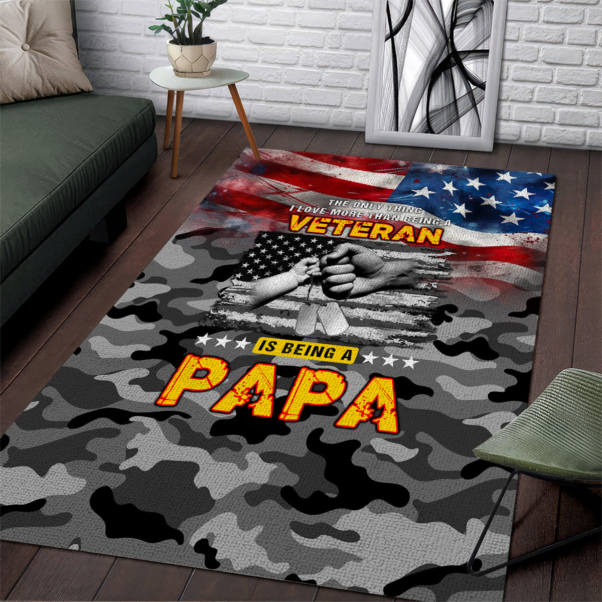 Father's Day Veteran Area Rug American Flag - Wonder Print Shop