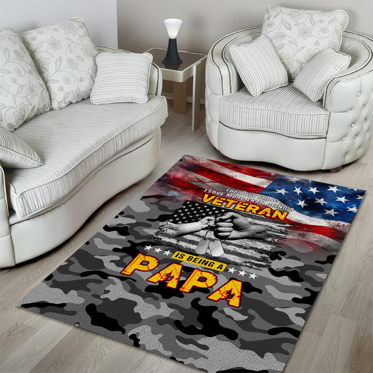 Father's Day Veteran Area Rug American Flag - Wonder Print Shop