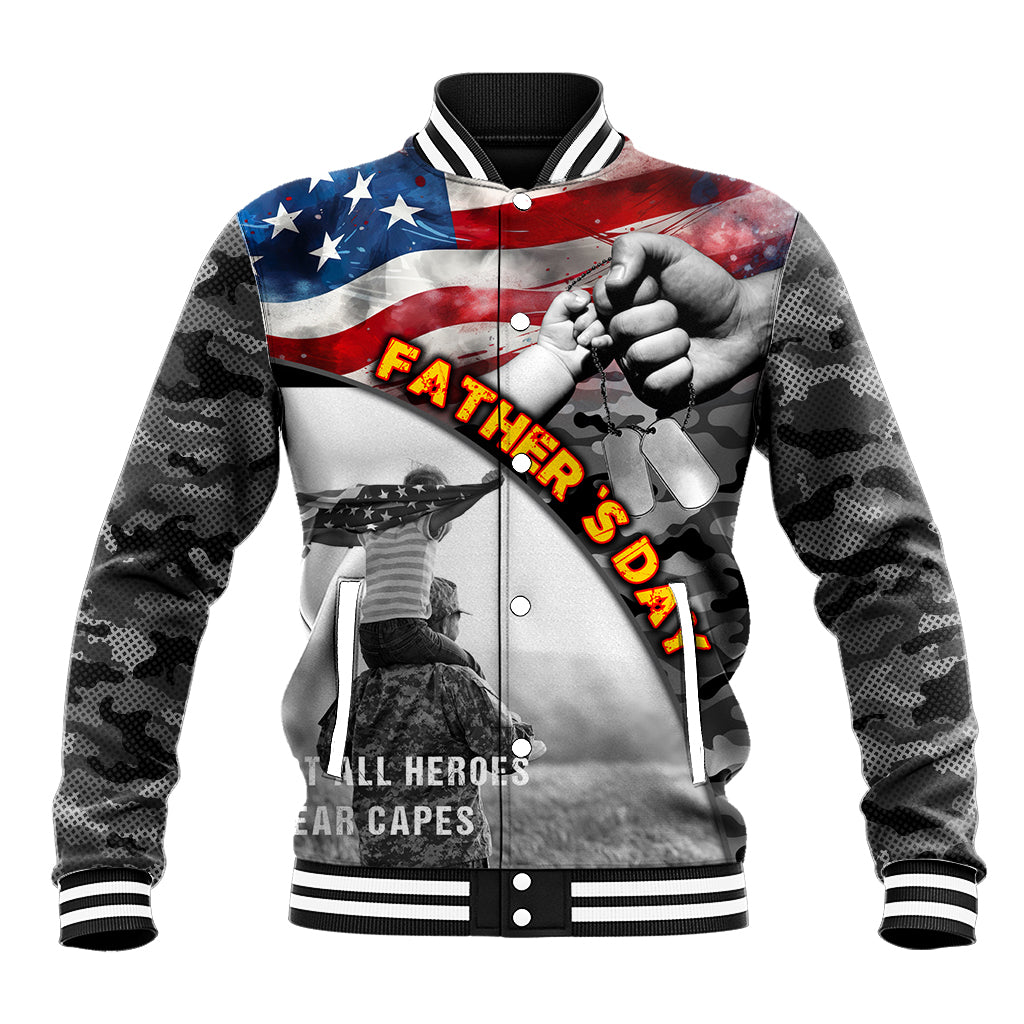 Father's Day Veteran Baseball Jacket American Flag - Wonder Print Shop