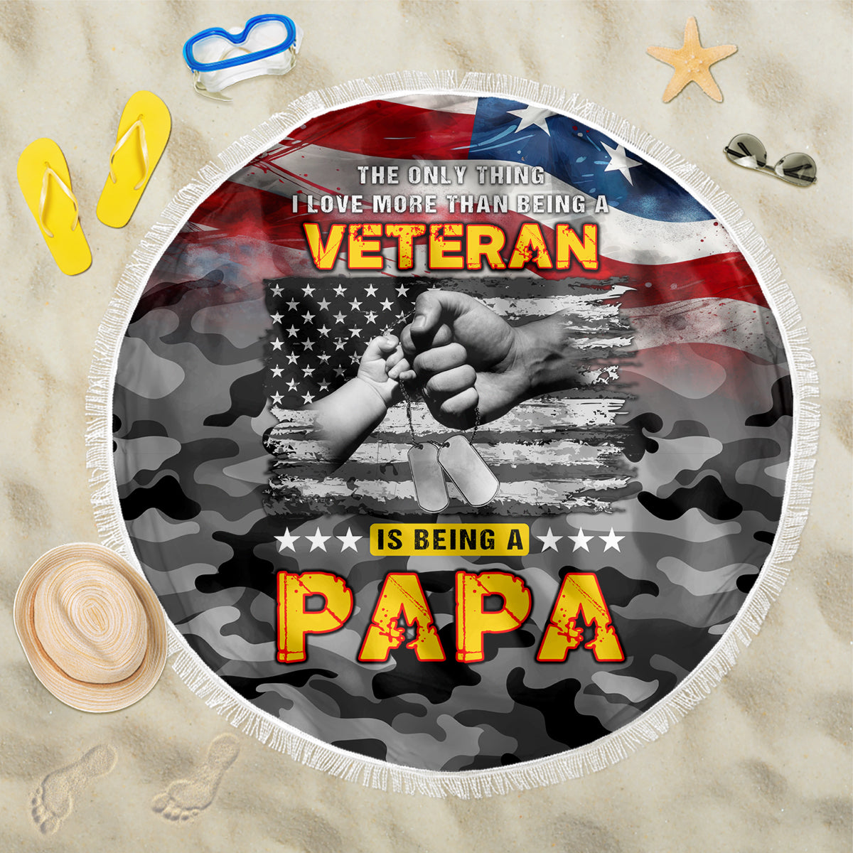 Father's Day Veteran Beach Blanket American Flag - Wonder Print Shop