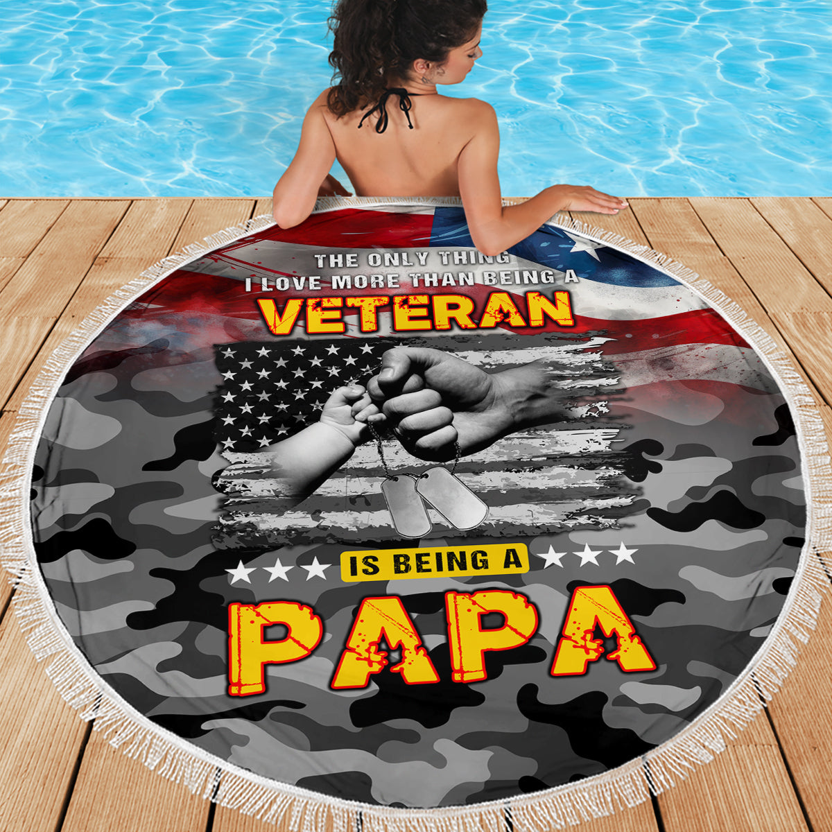 Father's Day Veteran Beach Blanket American Flag - Wonder Print Shop