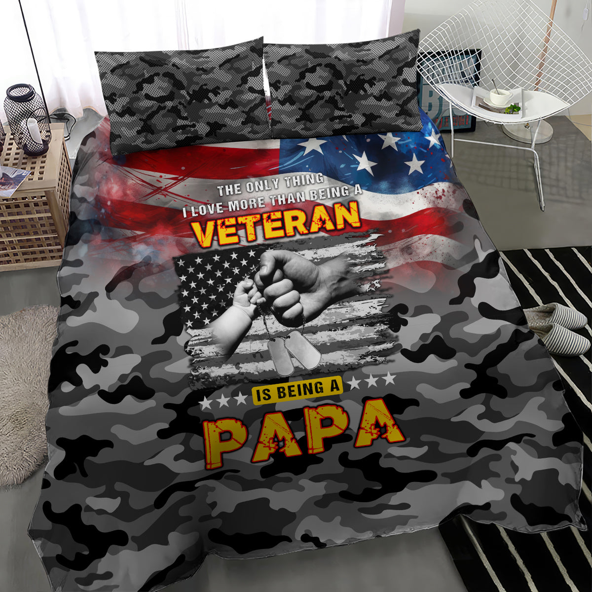 Father's Day Veteran Bedding Set American Flag - Wonder Print Shop
