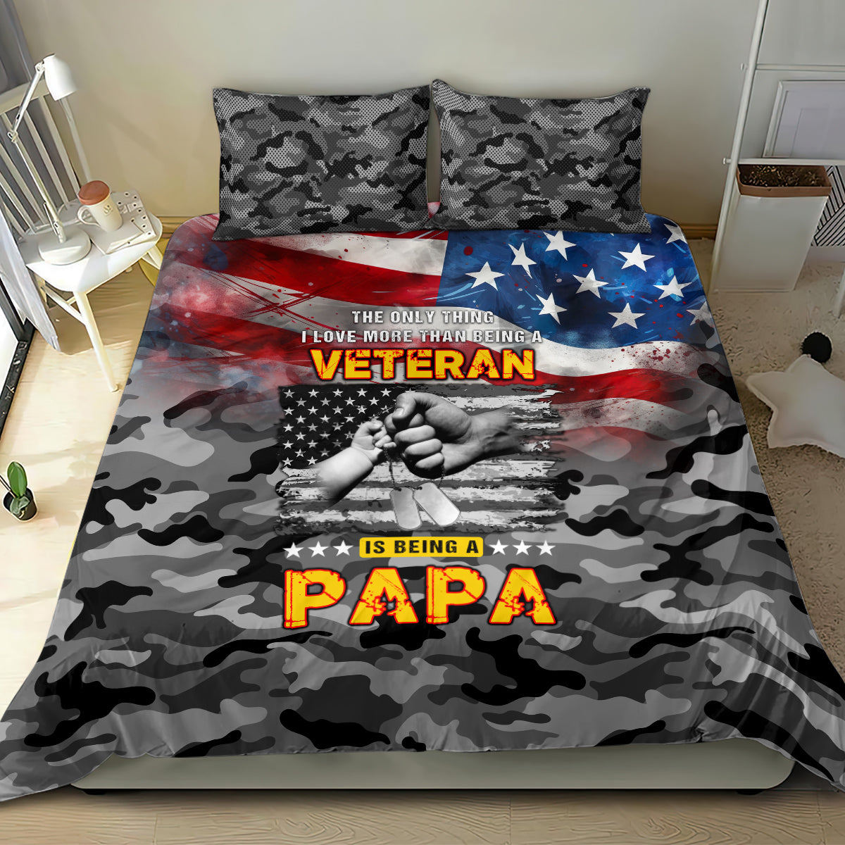 Father's Day Veteran Bedding Set American Flag - Wonder Print Shop