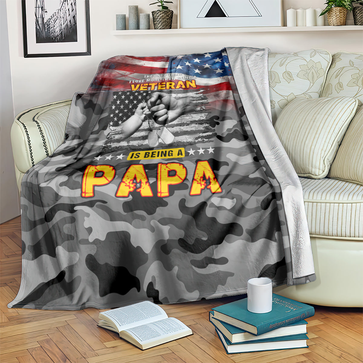 Father's Day Veteran Blanket American Flag
