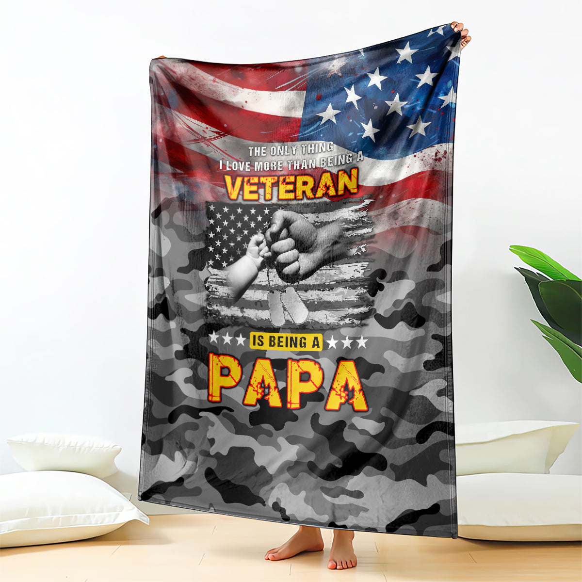 Father's Day Veteran Blanket American Flag