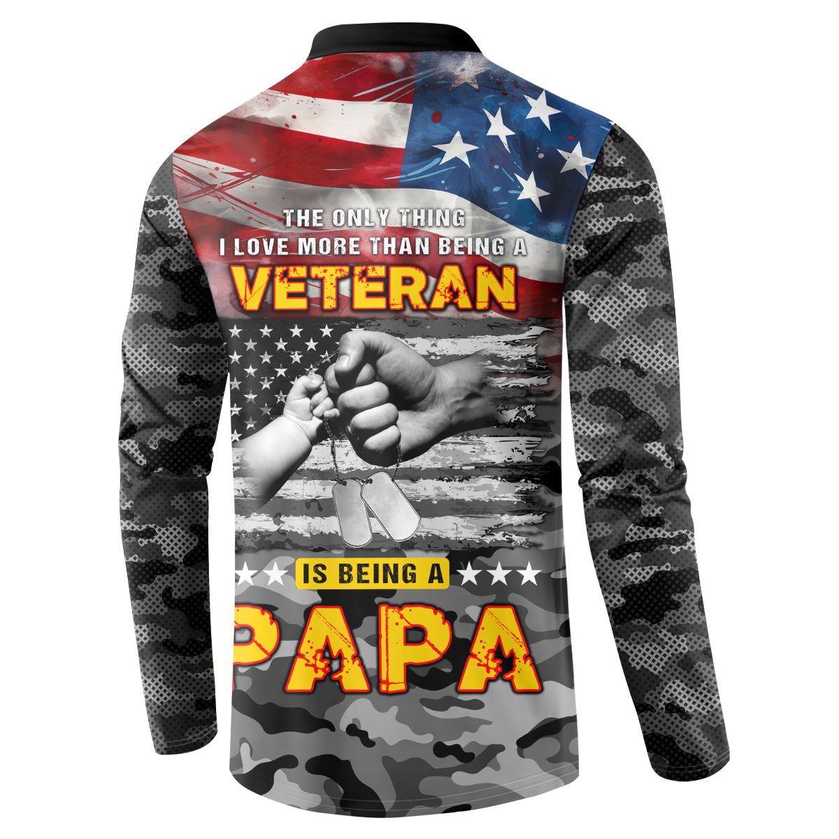 Father's Day Veteran Button Sweatshirt American Flag - Wonder Print Shop